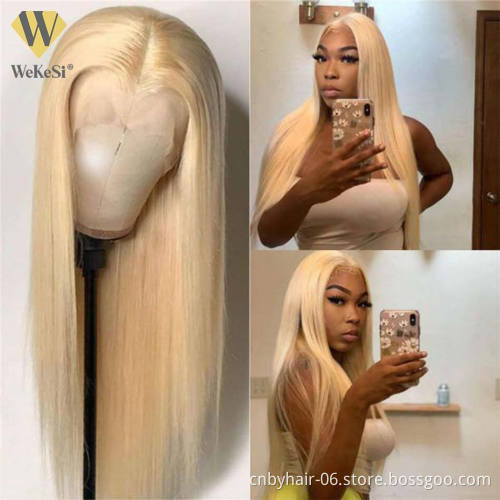 Free Sample 13x4 Lace Blonde 613 Long Bone Straight Wig Brazilian T Part Lace Front Remy Human Hair Wigs